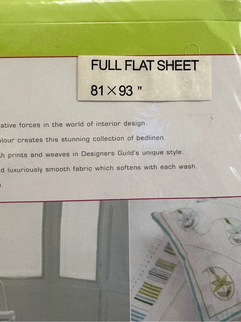 Designers Guild Embroidered Paisley Motif Cotton Full Size Flat Sheet Flat NWOT